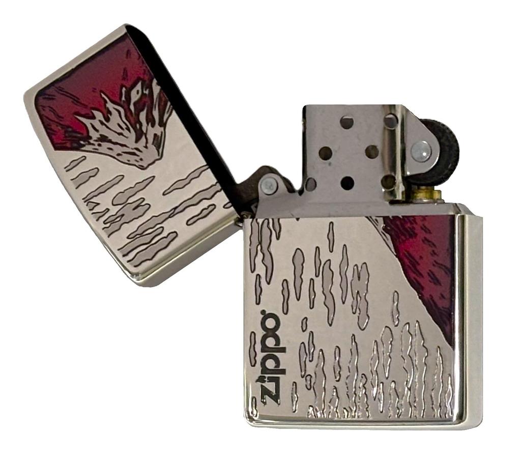 ZIPPO Lighter with a Japanese-style Fuji and Mount Fuji Design, a Classic and Cool Gift (Red Fuji)