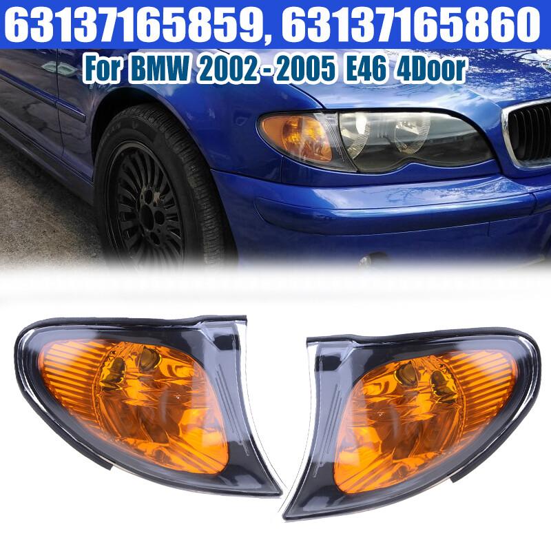 2x For BMW 2002-05 E46 3-SERIES Sedan Corner Turn Signal Light Cover Yellow Lens