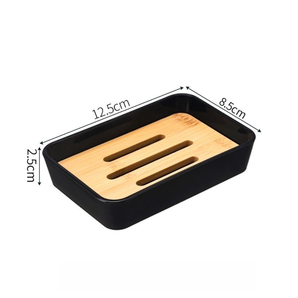 Practical Keep Dry Bamboo Soap Holder Plastic Water-Repellent Draining Soap Dish Space-Saving Soap Box Bathroom чёрный