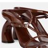 Leather Sandals, High-heeled Shoes with Buckles, Square-toed Sandals