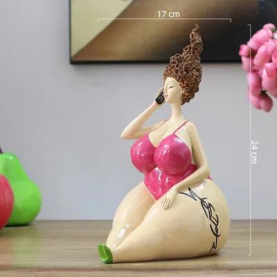 Nordic Plump Beauty Female Figurines Sculpture Ornaments Home Living Room Desk Fat Girl Statue Resin Decoration Accessories