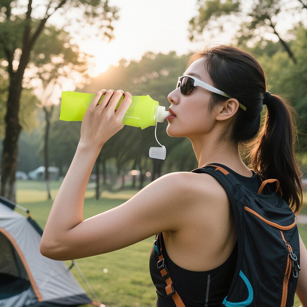 Foldable Water Bottle 500ml TPU All-Day Hydration Folding Sport Water Bottle For Adults Men Women Teens Athletes Outdoor Gym