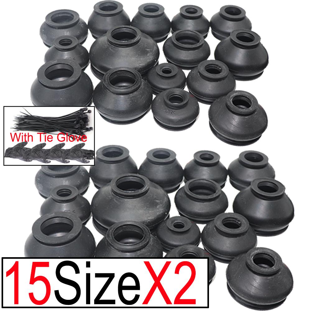 

15SizeX2 Ball Joint Boot with Fasten Cable Tie Wrap Glove Suspension Steering Dust Cover Track End Rod Linkage Joints Boots Replacement 1 kit