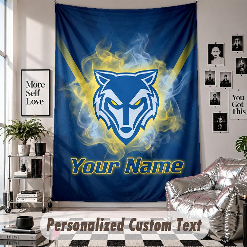 Nástěnná tapisérie s vlastním jménem a textem, Dekorativní tapisérie Warrington Wolves pro ložnici