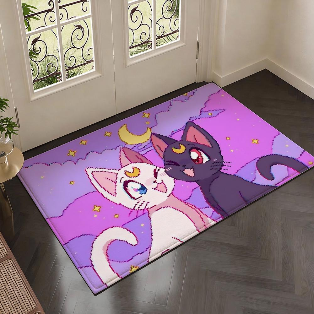 Iconic Magical Girl Anime S-Sailor Moons Floor Mat Soft Thickened Flannel Door Mat Non-Slip Living Room Rug Home Decor