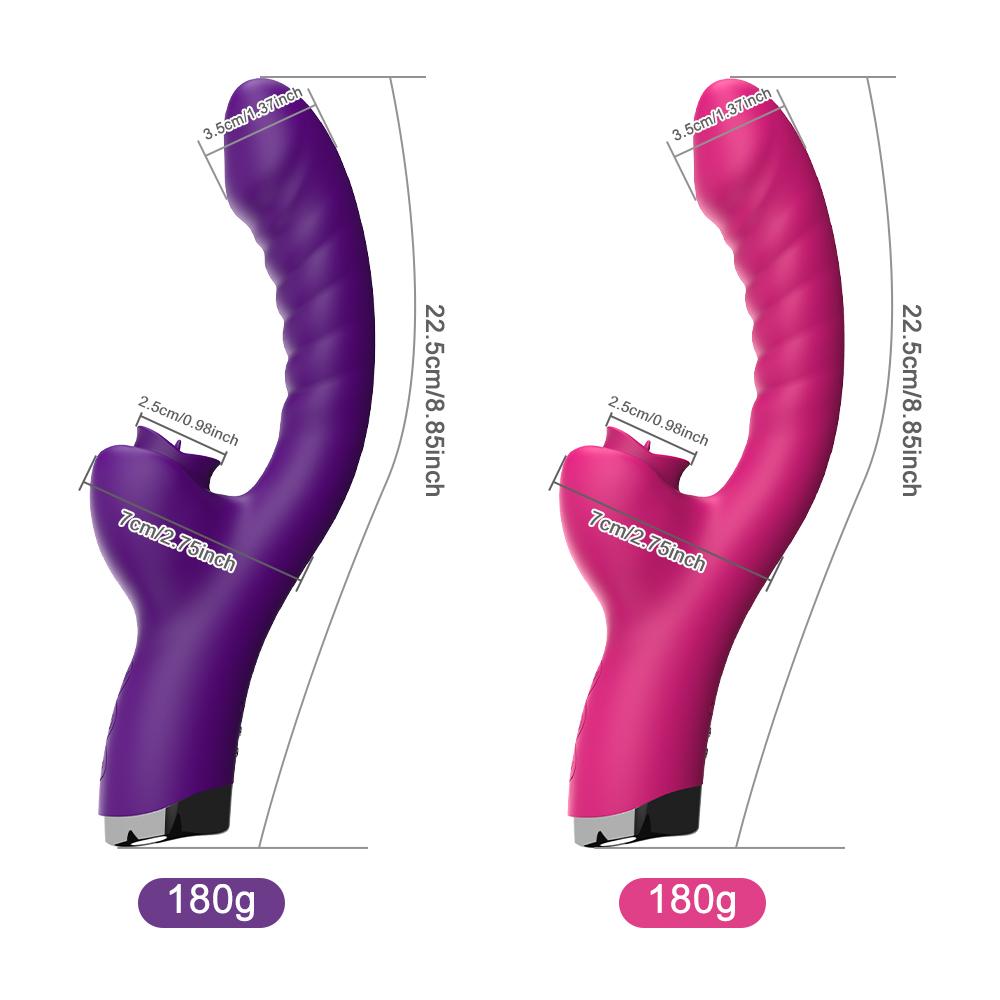 Vibrator For Women 2 In 1 Licking Machine Clitoris Stimulator G-Spot Powerful Vibro Dildo Wand Female Clit Sucker Adult Sex Toys