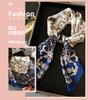 Flower Small Square Scarf Simulation Silk Scarf Headscarf Women'S Scarf Printed Neck Protection Scarf Professional Scarf
