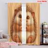 2pcs,2D Plane Printing Popular Curtains Cozy Hedgehog Versatile 100% Polyester (without Rod) Outdoor Decorations Perfect for