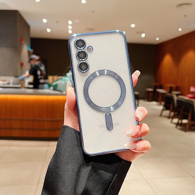 Clear Phone Cases For Samsung Galaxy A05 A05S A06 A07 A14 A15 A16 A17 Magnetic Wireless Charging Case Lens Protector Soft Cover
