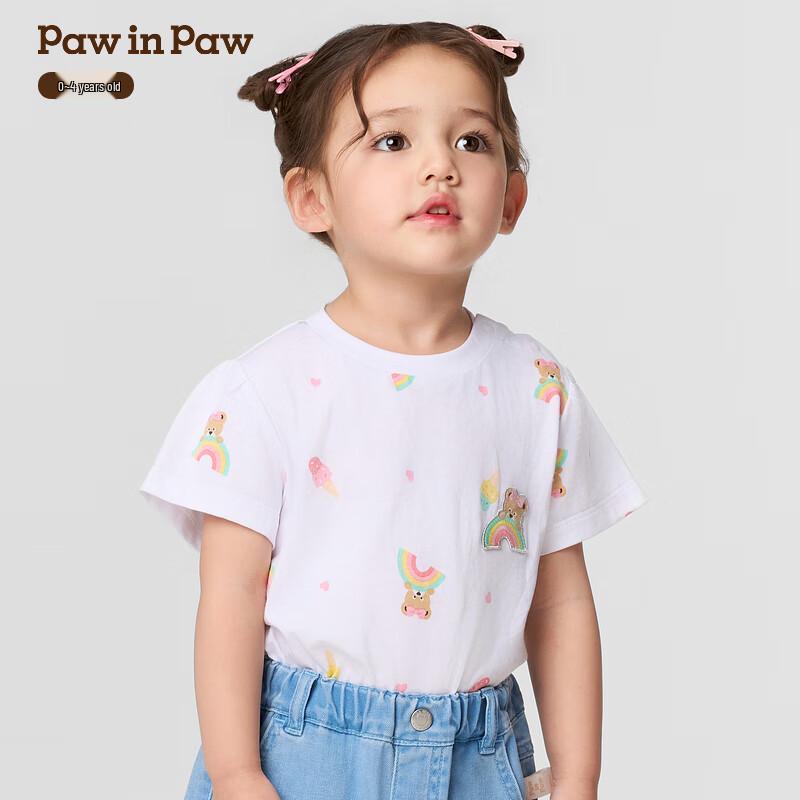 PawinPaw Cartoon Bear Baby Girl s Short Sleeve T-Shirt 90