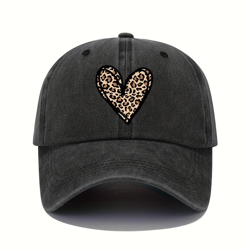 Valentine's Day Leopard Print Heart Print Retro Lightweight Washable Adjustable Baseball Cap Women's Sun Hat