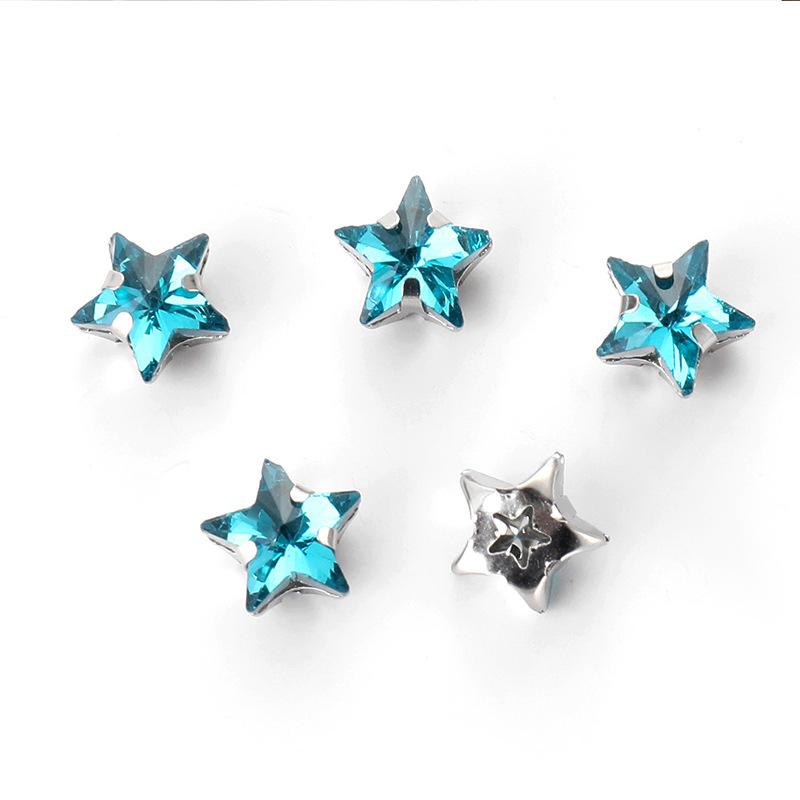 50 Pcs 10mm Star Glass Claw Drill with Hole Pentagram Hand-sewn Drill DIY Wedding Shoes and Clothing Bags Hairpin Jewelry Accessories