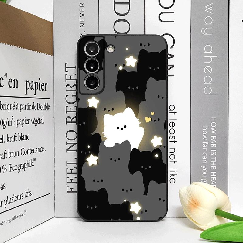 Coque de téléphone Cartoon Couple Chat Noir Blanc pour Motorola Moto Edge 50 Fusion 40 30 Neo G34 E14 G75 X40 G85 G54 Pro 5G Coques Souples
