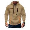 Mens Hooded Sweatshirt With Zippered Pockets Slim Fit Cotton Blend Casual Pullover
