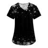 Women's Christmas Print Loose V-Neck Pocket Short-Sleeved Uniform
