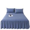 Solid Color Washed Cotton Lace Bed Skirt Mattress Protector