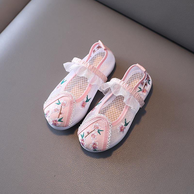 

Обувь с вышивкой Hanfu для девочек, детская танцевальная обувь ручной работы в древнем стиле, древняя костюмная обувь в китайском стиле, детская обувь с вышивкой, летняя обувь 37