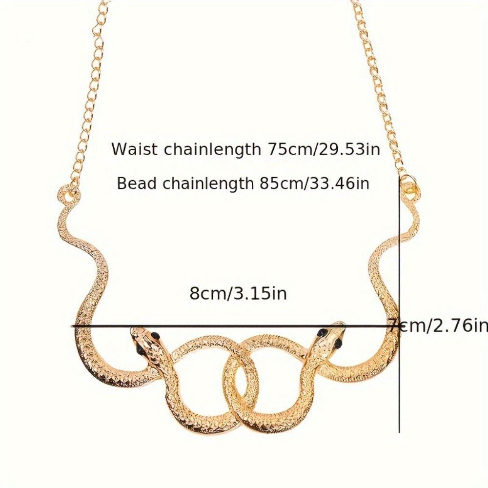 Catena Vita Doppia Serpente Colore Oro Doppio Strato Minimalista Catena Metallica Catena Vita Gioiello Corpo Argento Catena Pancia Donna