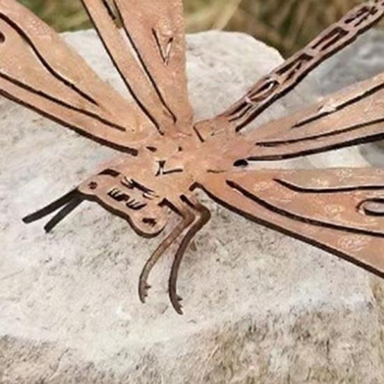 1/2/3Pcs Rusty Dragonfly Decoration Weather-proof 3D Metal Dragonfly Art Statue Indoor Outdoor Garden Patio Backyard Fence Wall Ornament