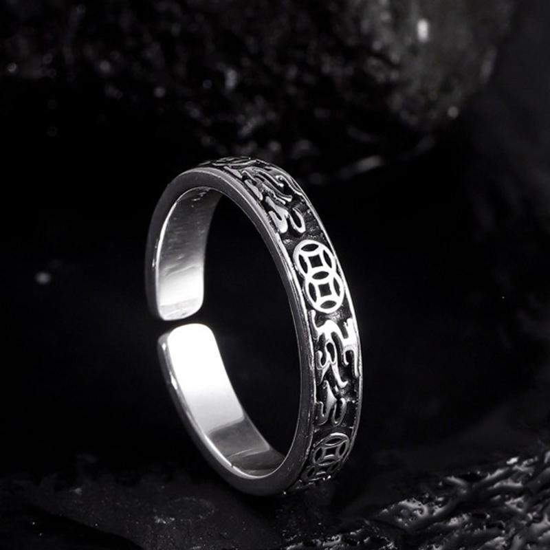 Adjustable Copper Rings Vintage Defender Symbol Coin Design Minimalist Aesthetic Finger Jewelry Comfort Daily for Men