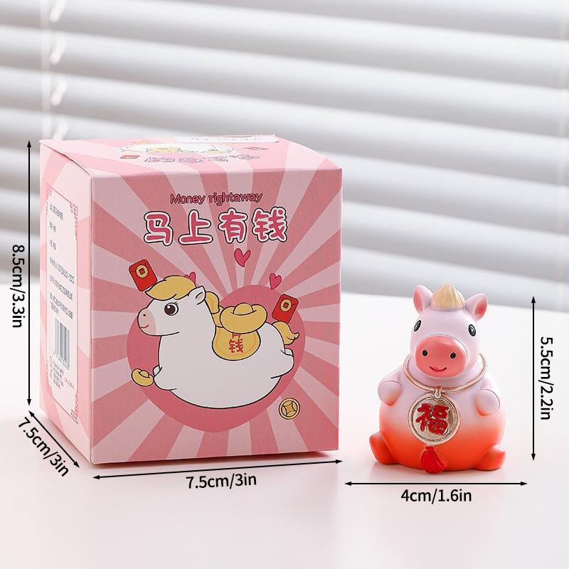 2026 New Year Resin Pony Decoration Ornament Mini Car Desktop Ornament New Year Birthday Blessing Gift Spring Festival Crafts