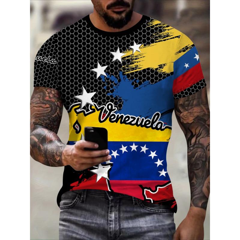 New 3D T-shirt for Men's Hip Hop Short Sleeve Top, Fire Ball Harajuku Men's T-shirt