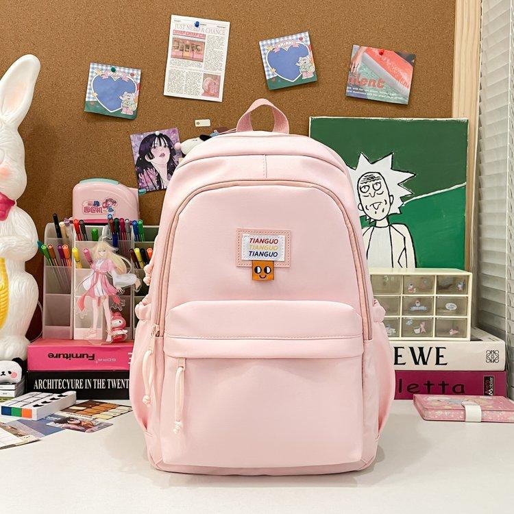 Schoolbag Japanese Large Capacity Ins Girl Lightweight Solid Color Simple Fashion Versatile Schoolbag Junior High School Student Backpack