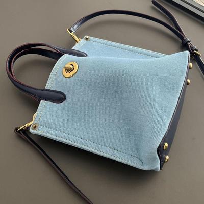 2025 New Washed Denim Blue Small Handbag Easy Matching Tote Bag Vegetable Blue Bucket Bag Small Fashion Messenger Bag
