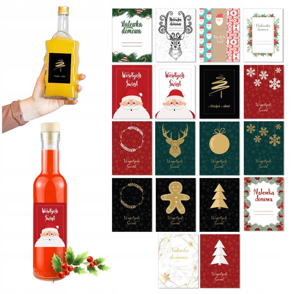 SET OF 50 CHRISTMAS LABELS for Bottles of Alcohol and Tinctures CHRISTMAS