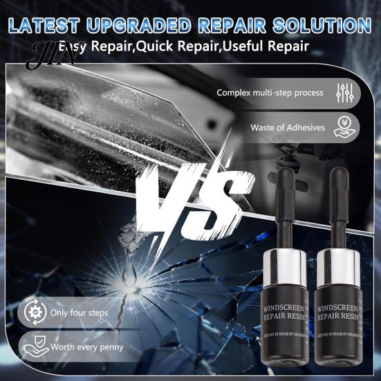 Tinted Glass Windshield Repair Chip Kit, Car Crack Kit for Repair, Star Fix DIY Tool Small Chips Bullseye Scratch Remover