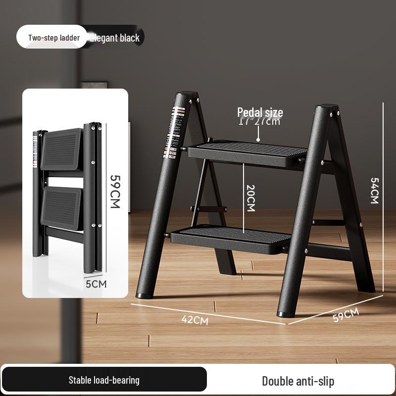 Multifunctional Folding A-Frame Telescopic Ladder: Indoor Thickened 3 or 4-Step Climbing Ladder