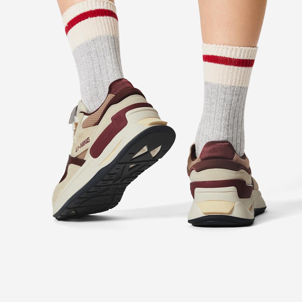 Li Ning 001 Original Aspiration V2 Antidérapantes, Résistantes à l'abrasion, Amorti Faible tige Chaussures Décontractées Femme Beige Umber AGCV010-1