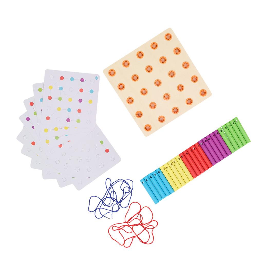 Wooden Geoboard Hand Eye Coordination Sensory Training Safe Wood Mathematical Array Block for Kids O