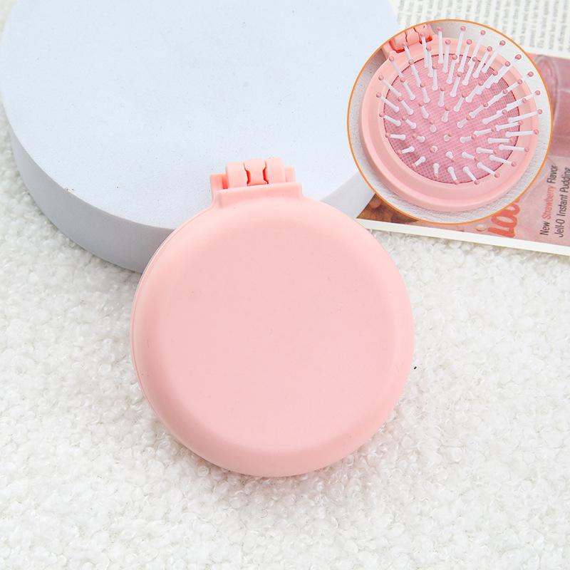 Candy Color Folding Travel Hair Comb with Mirror - For Children and Students