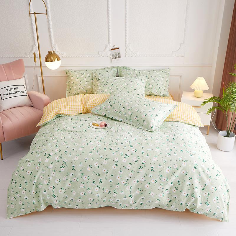 Fresh Floral Duvet Cover Set 100% Cotton Garden Style Pattern Queen Size Bedding Set Quilt Cover with Pillowcases for All Season