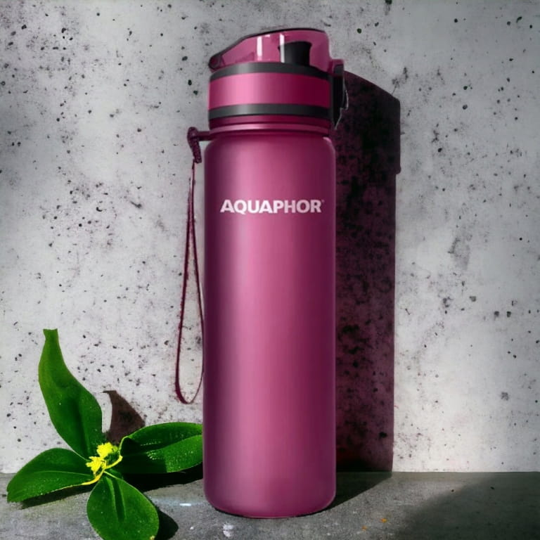 AQUAPHOR 1 filter bottle, 08 L, burgundy, water filter cartridge
