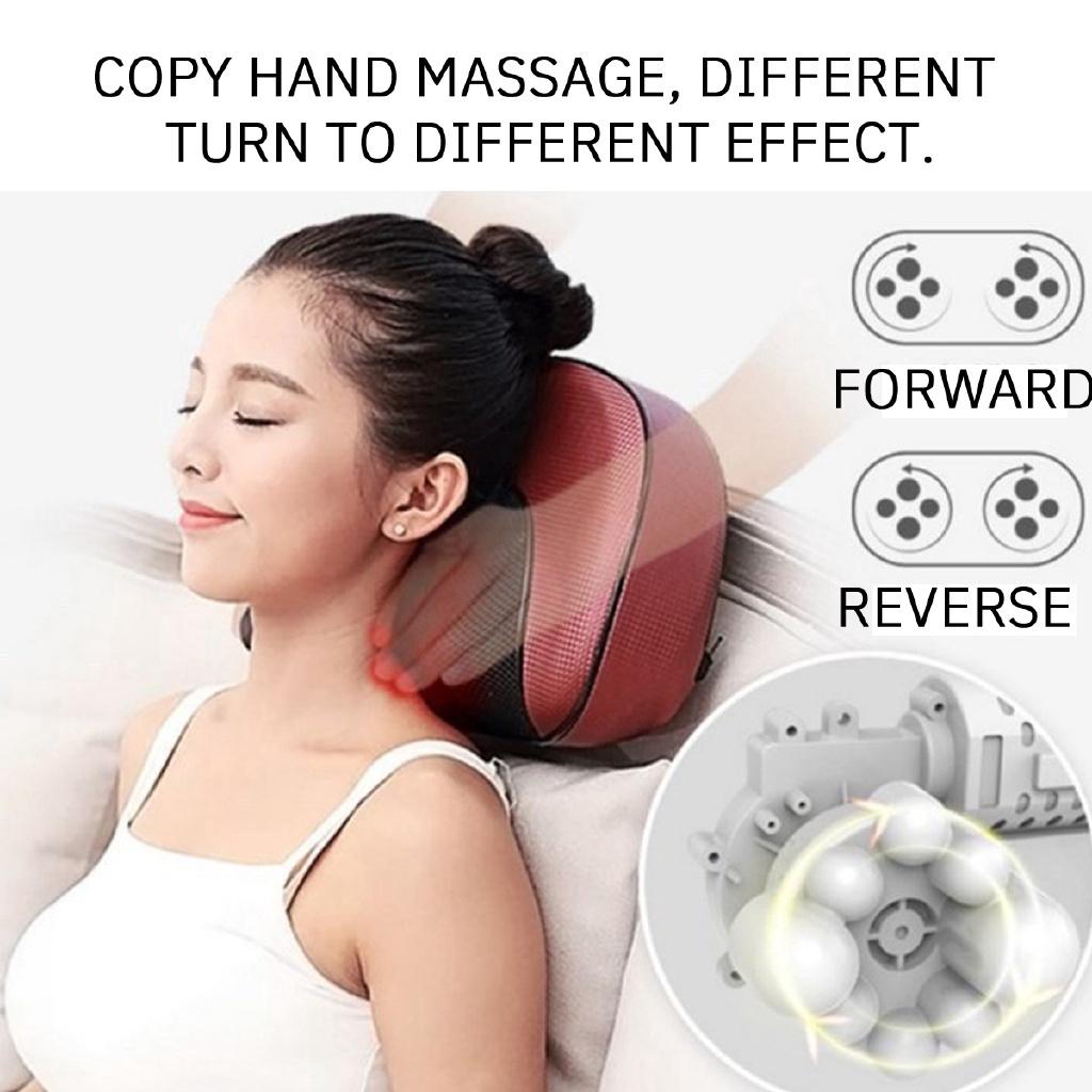 16 Heads Electric Neck Back Heat Massage Pillow Shiatsu Shoulder Deep Kneading Massager Infrared therapy for shiatsu