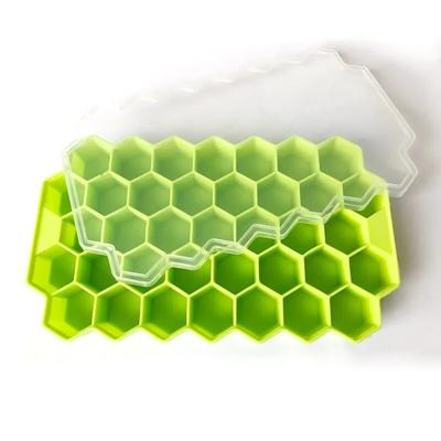 WIKHOSTAR Silicone Ice Cube Trays Honeycomb Shape Ice Cube Trays with Lids Easy-Release Stackable Ice Molds Microwave DIY Ice Molds