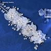 Chenxing Minimalist Bridal Pearl & Alloy Flower Headband CP274