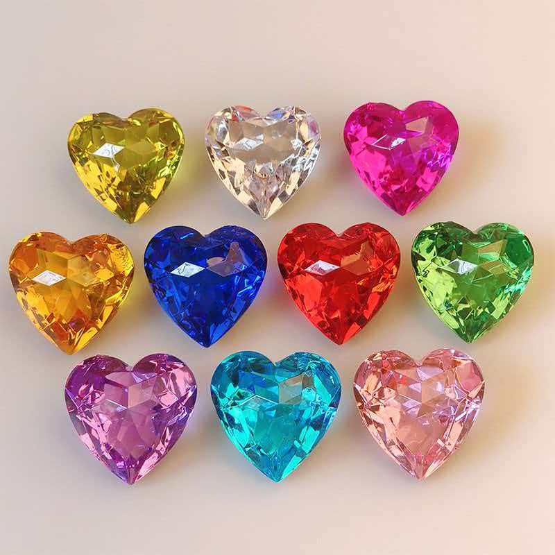 10Pcs Big Heart Shaped Acrylic Diamond Gems Jewels Pirate Treasure Chest Hunt Party Favors For Kids Birthday Halloween Gifts