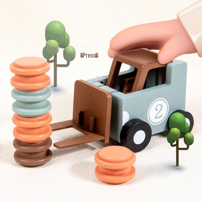 Interactive Wooden Forklift Game: Early Education Puzzle & Logical Thinking Toy for Kids