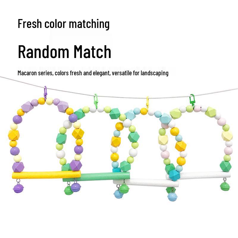 Macaron Rainbow Bird Climbing Pole & Stand Toy for Parrots and Budgies