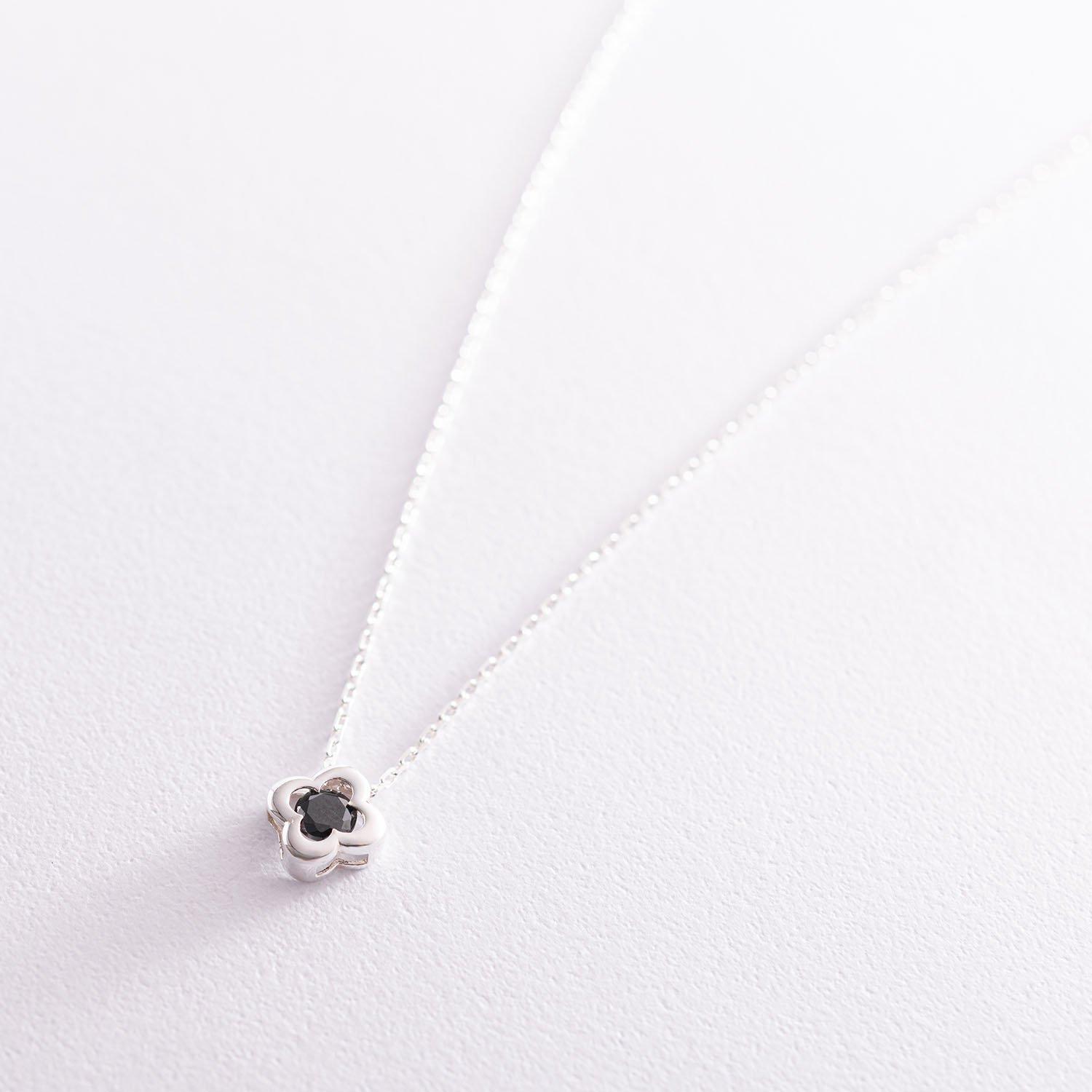 

Срібна каблучка Конюшина (чорний фіаніт) Oniks 45 срібний