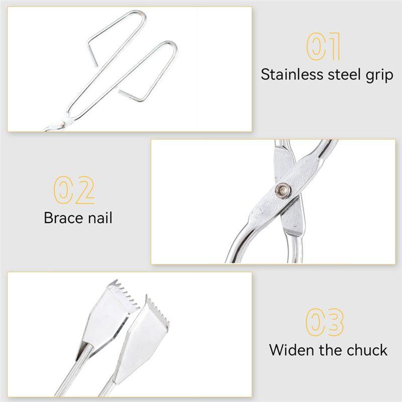 AEE4-Charcoal Tongs Tongsversatile Stick Tongs, Durable Stainless Steel BBQ Tongs, Charcoal Tongs