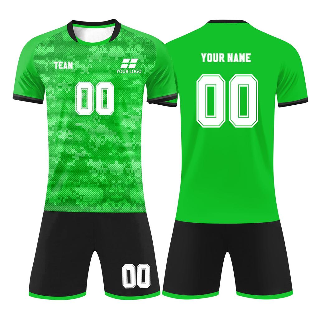 Men Soccer Uniform Set Quick Dry Short Sleeve Jersey and Shorts Comfortable Athletic Sportswear for Training Match