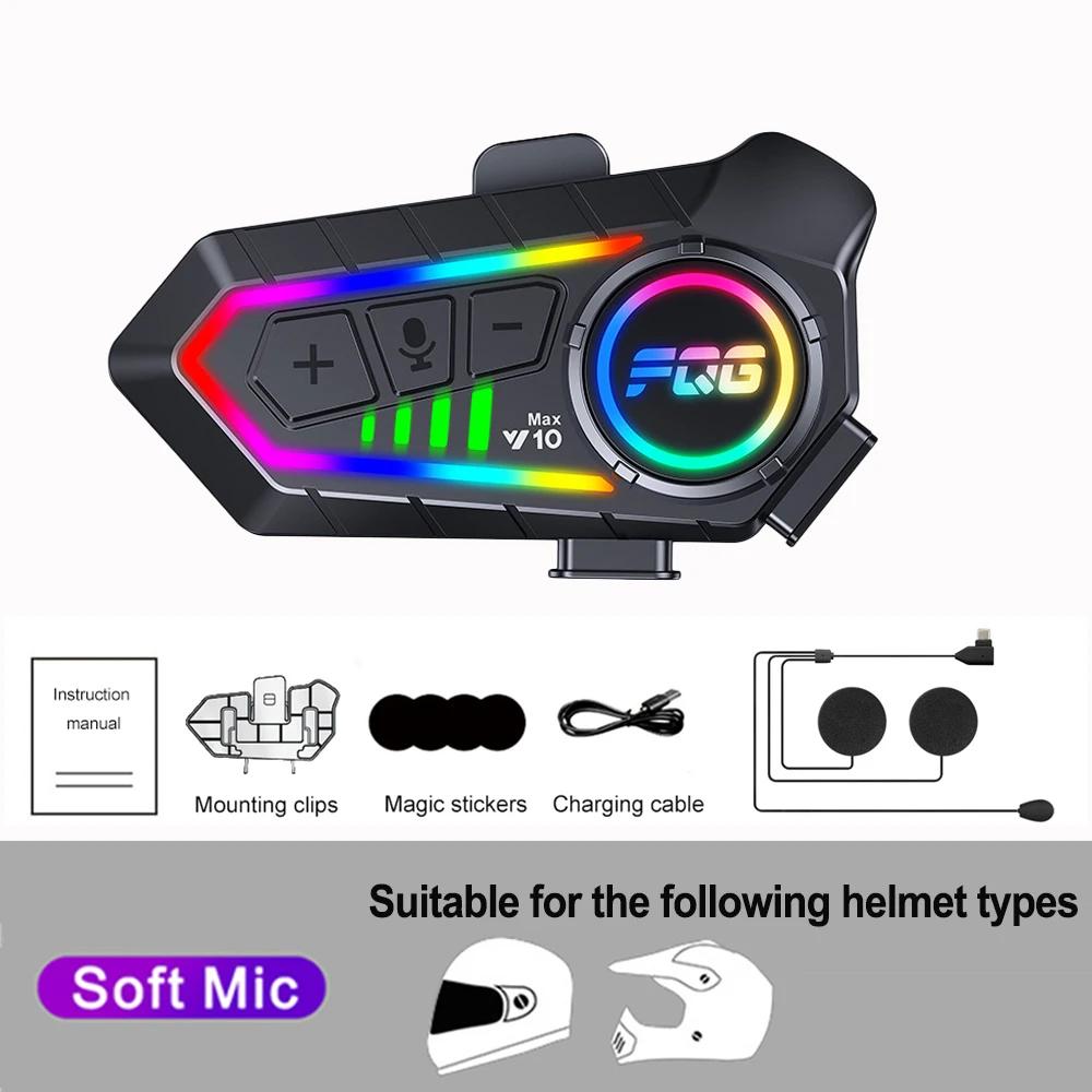 

With LED Flash Light RGB Motorcycle Helmet Headset Waterproof 1000mah BT6.0 for 2 Riders 10m Intercom Talking/GPS Navigation