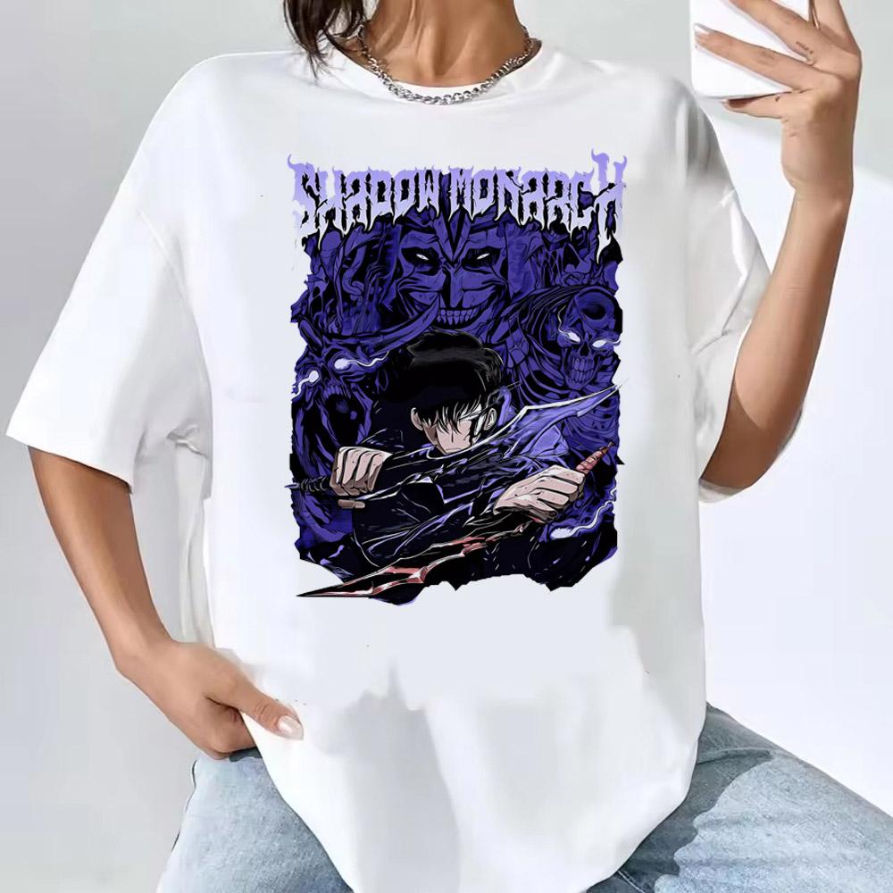 Solo Leveling T-Shirt Sung Jinwoo New Anime Manga Tshirt Men Women Clothing Short Sleeve Cartoon T Shirt