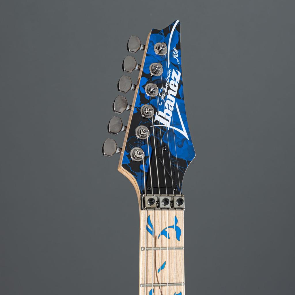 IBANEZ Chitarra elettrica signature di Steve Vai, modello JEM77P-BFP, con motivo floreale blu