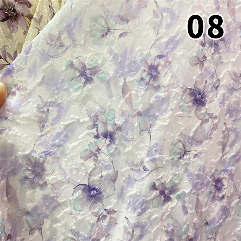 Nowa Tkanina Szyfonowa Miękka Półprzezroczysta Lekka Oddychająca Styl Chiński Żakard Kwiatowy na Sukienki DIY Koszule Przeciwsłoneczne