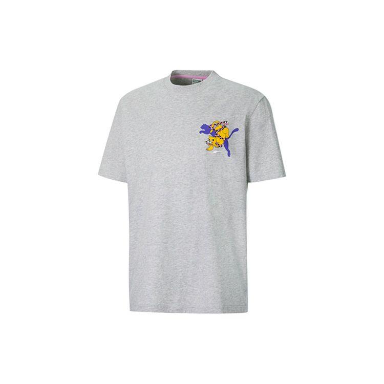 Puma Cartoon Print Sports Crew Neck Short Sleeve T-Shirt Men Tops Grey 530222-04